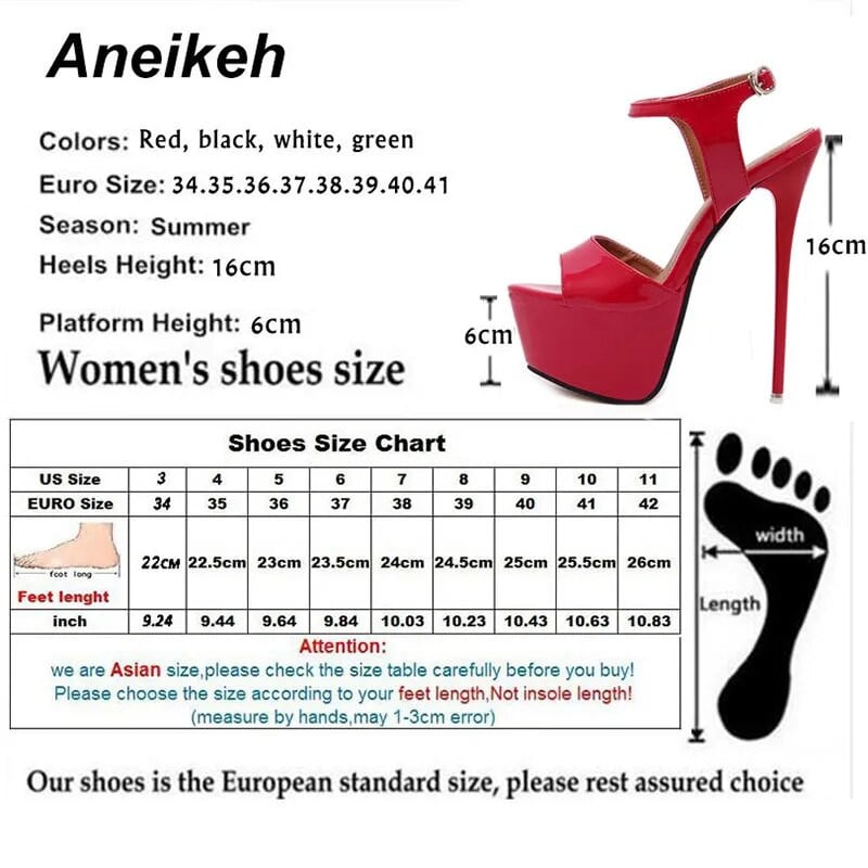 Aneikeh Mărimea pantofilor mari 41 42 43 44 45 46 16CM Sandale cu toc înalt de vară Sexy rochie de petrecere cu vârf deschis Platformă Gladiator Pantofi pentru femei