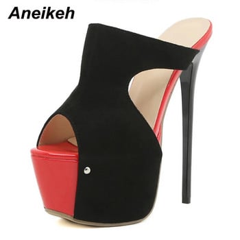 Aneikeh Секси сандали на платформа със смесени цветове на супер висок ток Дамски летни дамски нощни клубове Модни сватбени обувки Мулета