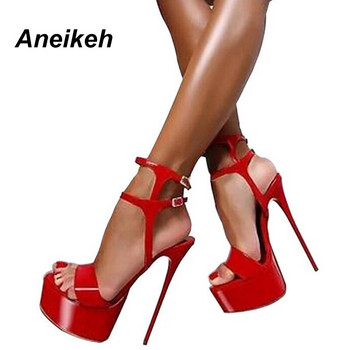 Aneikeh Νέα πέδιλα καλοκαιρινής μόδας 2024 Σέξι φόρεμα με ψηλοτάκουνα πάρτι 16 εκατοστών Νυφικό νυχτερινό κλαμπ Γυναικεία παπούτσια Μαύρα Κόκκινα Λευκά
