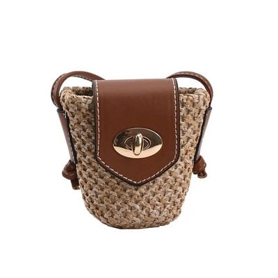 Mini tkana slamnata torba Bucket Bag za žene Putovanje Odmor Plaža Torba za rame Mala torba preko ramena Slatka torbica slatkog stila