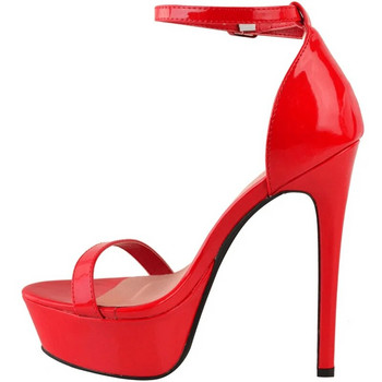 Дамски сандали, секси отворени пръсти, 14 см, вечеря, високи токчета, лачени обувки за нощен клуб, парти на платформа, червени сватбени обувки, голям размер