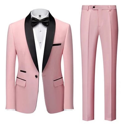 Crni muškarci Mariage odijela s ovratnikom u boji, sako, hlače, muški poslovni ležerni sakoi za vjenčanje, kaput, hlače, komplet od 2 komada S-6XL