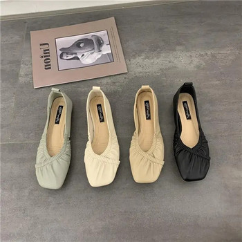 2023 Νέα Spring Flats Γυναικεία παπούτσια με πλισέ ρηχά μπαλέτα, casual loafers Μαλακό γυναικείο παπούτσι μπαλαρίνας