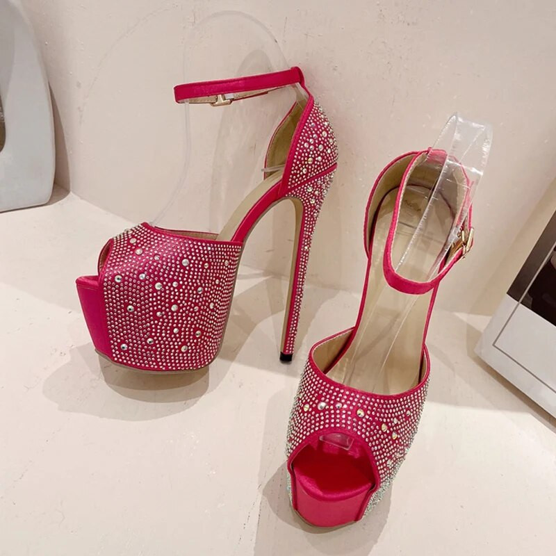 Liyke, moda de vară, cristal, stras, mătase, sandale cu platformă pentru femei, sexy, cu tocuri, cu tocuri, pantofi pentru banchet de nuntă, pompe