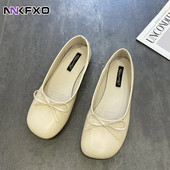 Moteriški plokšti batai Pavasariniai nauji kvadratiniai pirštai, sekli lankai, universalūs vienviečiai batai