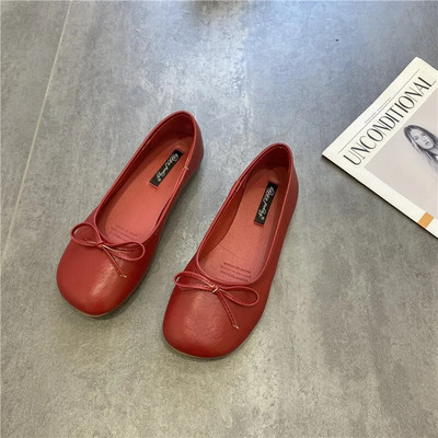 Moteriški plokšti batai Pavasariniai nauji kvadratiniai pirštai, sekli lankai, universalūs vienviečiai batai