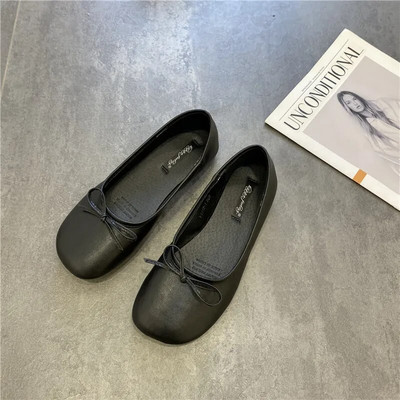 Moteriški plokšti batai Pavasariniai nauji kvadratiniai pirštai, sekli lankai, universalūs vienviečiai batai