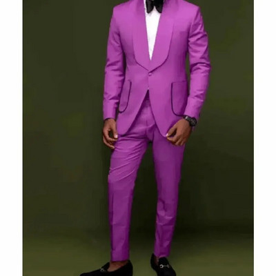 New Fashion Men Suits 2 Pieces Blazer+Pants Handsome Slim Celebrity Wedding Formal Work Causal Tailored Set