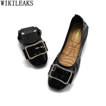 Обувки с равни обувки Дамски модни черни обувки с приплъзване за жени 2024 Кожени ежедневни обувки Дамски мокасини Дамски Zapatos De Mujer Chaussure
