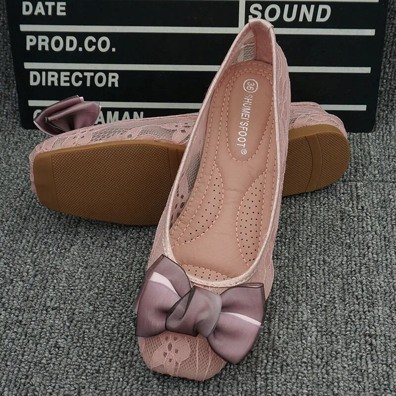 Sweet Butterfly-knot Ženske cipele Korejska verzija proljeće/ljeto Nove balerinke Plitke ženske prozračne mrežaste cipele Lolita cipele