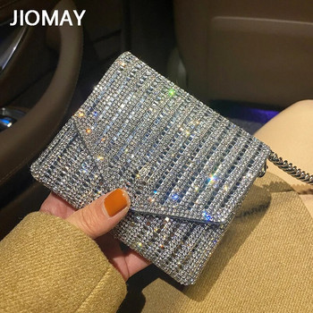 JIOMAY Dinner Water Diamond Handbag 2023 Brand Luxury Bag Γυναικείο πορτοφόλι Τάση μόδας Ευέλικτη γυναικεία τετράγωνη τσάντα χιαστί