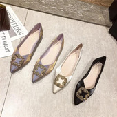 Satenske gradijentne boje sa šiljatim prstima Ravne cipele Ženske nove proljeće/jesen Vjenčane cipele za djeveruše s vještačkim dijamantima Ženske cipele