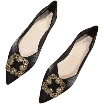 Сатенени градиентни цветни обувки с равни пръсти с остър пръст Дамски нови пролетни/есенни квадратни копчета със страз Сватбени обувки за шаферка Дамски обувки