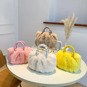 Ženska elegantna torba na rame Jednobojna pahuljasta messenger torbica s tkanom ručkom Preko ramena torbice Prijenosna mala torba za djevojke