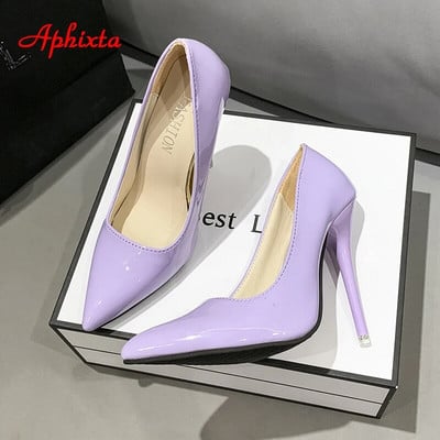 Aphixta Four Seasons Zelene super visoke stiletto pete od 12 cm Ženske salonke Modne lakirane uredske cipele sa šiljatim prstima Plus 45