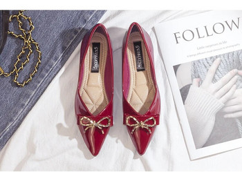 Μεγάλο λουστρίνι στρας Lolita μονό παπούτσι με μυτερή μαλακή σόλα ρηχό κόψιμο γυναικεία ίσια παπούτσια Άνοιξη Νέα γυναικεία παπούτσια με φιόγκο
