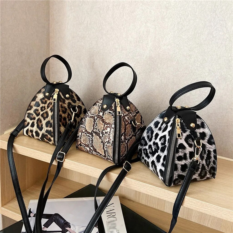 Leopard Print Woman Krepšys PU Oda Crossbody Krepšiai Mini mergaičių pasiuntinių krepšiai Moteriška pečių rankinė Gyvatės oda Sankabos krepšys Piniginė