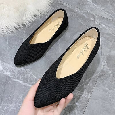 Modne balerinke od prozračne rastezljive tkanine za 2023. Ženske mrežaste ležerne mekane gumene potplate sa šiljatim prstima Slip on Loafers Cipele za čamac