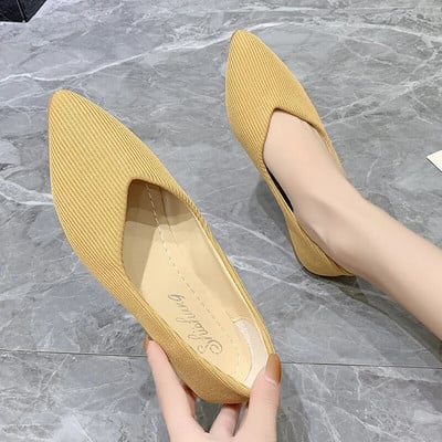 Modne balerinke od prozračne rastezljive tkanine za 2023. Ženske mrežaste ležerne mekane gumene potplate sa šiljatim prstima Slip on Loafers Cipele za čamac