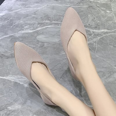 Modne balerinke od prozračne rastezljive tkanine za 2023. Ženske mrežaste ležerne mekane gumene potplate sa šiljatim prstima Slip on Loafers Cipele za čamac