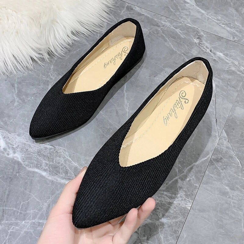 Modne balerinke od prozračne rastezljive tkanine za 2023. Ženske mrežaste ležerne mekane gumene potplate sa šiljatim prstima Slip on Loafers Cipele za čamac