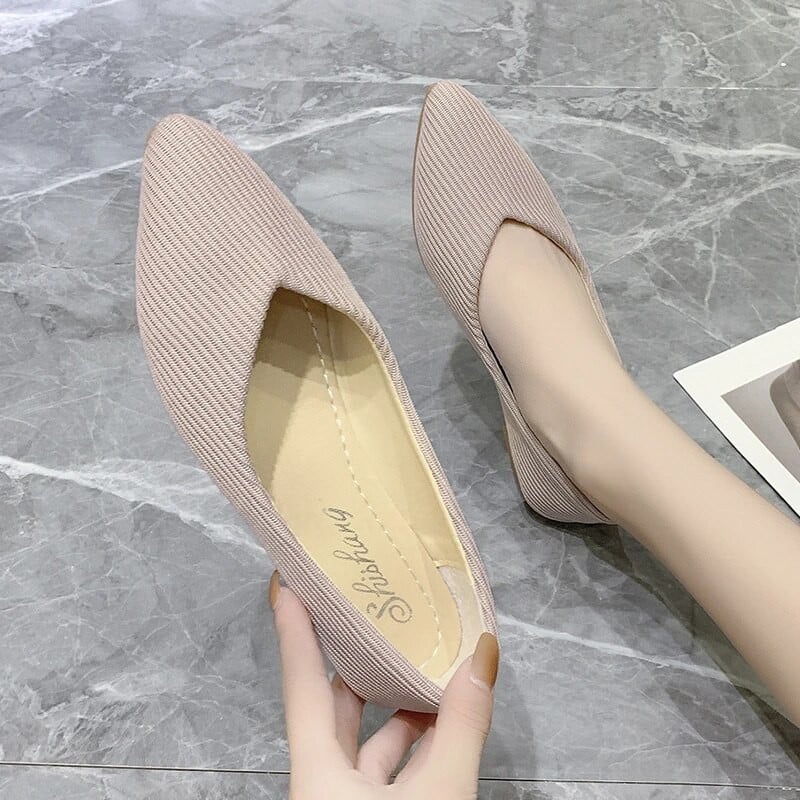 Modne balerinke od prozračne rastezljive tkanine za 2023. Ženske mrežaste ležerne mekane gumene potplate sa šiljatim prstima Slip on Loafers Cipele za čamac