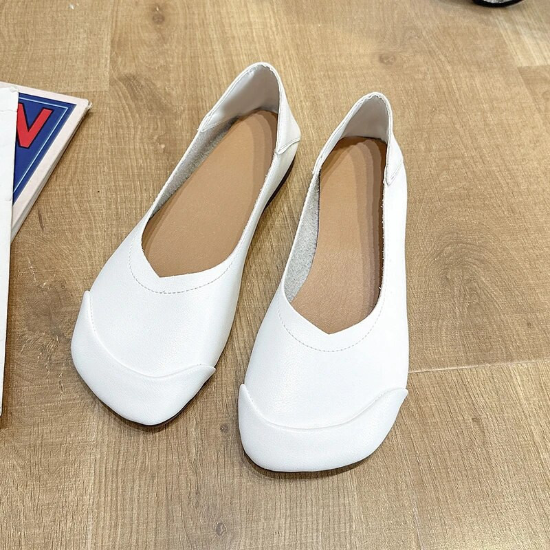 Bőr lapos női, kézzel készített bőr cipők Rugalmas őszi alkalmi női lapos luxuscipők női