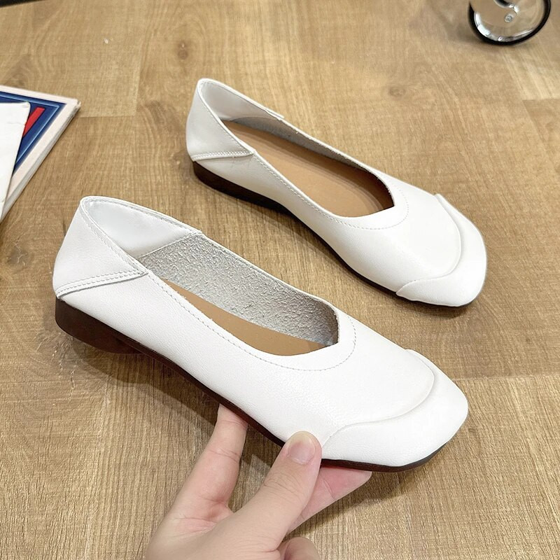 Bőr lapos női, kézzel készített bőr cipők Rugalmas őszi alkalmi női lapos luxuscipők női