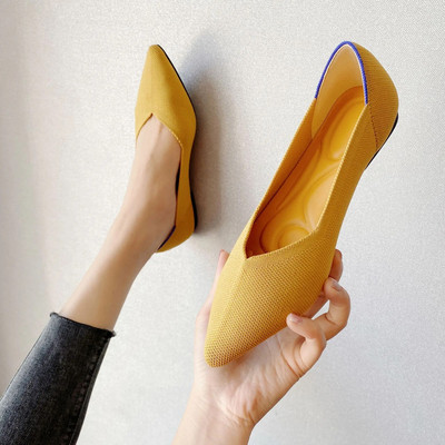 Tavaszi és őszi lapos cipő divat szabadidő Női lapos cipő hegyes kötés elasztikus kényelmes butikcipő