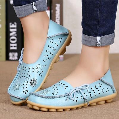 Ravne cipele Ženske prozračne kožne mokasine Ženske ležerne cipele Mokasine Zapatos Para Mujeres Udobne ravne cipele Ženske