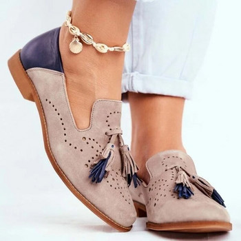 Γυναικεία Loafers Φούντες Γνήσιο Sheepskin Moccasin Γυναικεία Flat Παπούτσια Χειροποίητα σκαλιστά χρώματα που ταιριάζουν με αναπνοή 2023