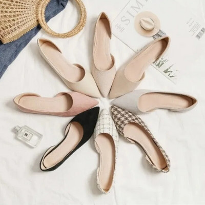 Dideli pavasario rudens seklios burnos plokščiadugniai batai smailiais pirštais, vienspalviai plokščiakulniai batai, slystantys ant Zapatos de Mujer loafers