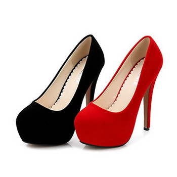 Дамски обувки на супер висок ток Водоустойчиви обувки на платформа Нощен клуб Fine със секси 14 см голям размер Сватбени обувки на висок ток 35-46