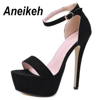 Aneikeh Sexy Gladiator Πλατφόρμα με αγκράφα Γυναικεία σανδάλια 2023 Λεπτά ψηλοτάκουνα παπούτσια Club Party Summer Sandalias De Mujer Μαύρο