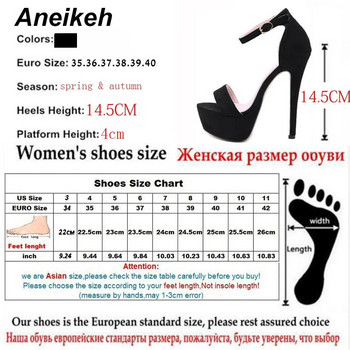 Aneikeh Секси гладиаторски дамски сандали с каишка с каишка и платформа 2023 Тънки клубни парти обувки на висок ток Летни сандалии De Mujer Черни