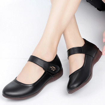 Rimocy 2021 Нови обувки с меко дъно Дамски черни ежедневни обувки с каишка за глезена Дамски удобни обувки от изкуствена кожа с плитка уста за мама