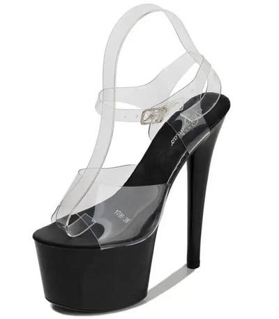 Crvene sandale s platformom Ženske visoke potpetice 17 CM Walking Show Outside Velike prozirne ženske cipele Ljetne cipele za vjenčanje na tanku petu