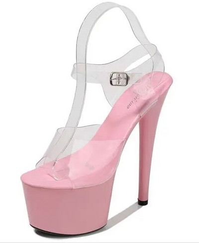 Crvene sandale s platformom Ženske visoke potpetice 17 CM Walking Show Outside Velike prozirne ženske cipele Ljetne cipele za vjenčanje na tanku petu