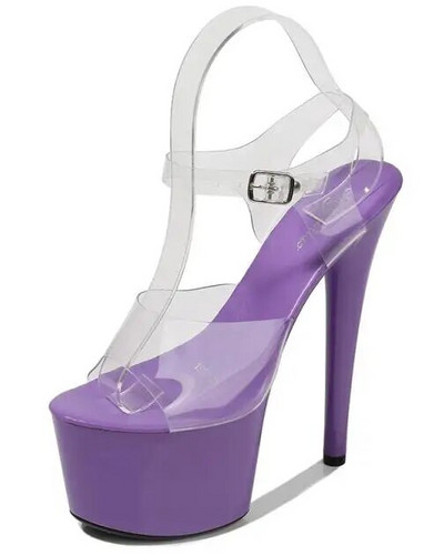 Crvene sandale s platformom Ženske visoke potpetice 17 CM Walking Show Outside Velike prozirne ženske cipele Ljetne cipele za vjenčanje na tanku petu