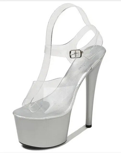 Crvene sandale s platformom Ženske visoke potpetice 17 CM Walking Show Outside Velike prozirne ženske cipele Ljetne cipele za vjenčanje na tanku petu