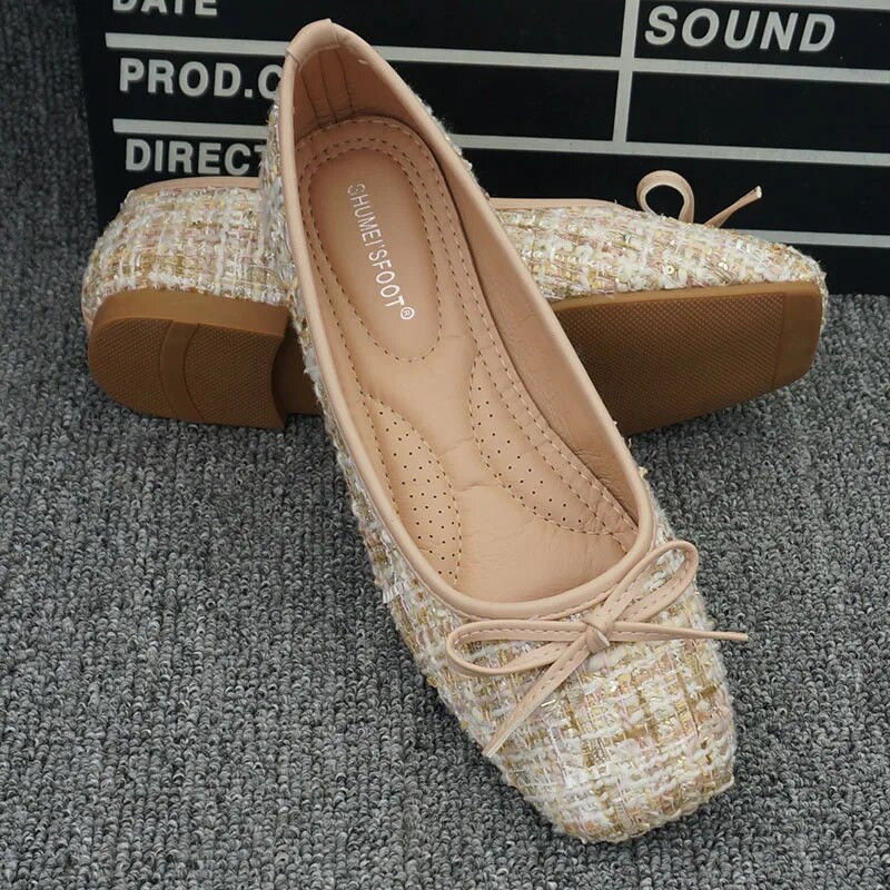 Korejske modne ženske cipele Ravne ravne cipele s četvrtastim prstima Ležerne plitke cipele velike veličine Ženske natikače 2023. Proljeće Jesen