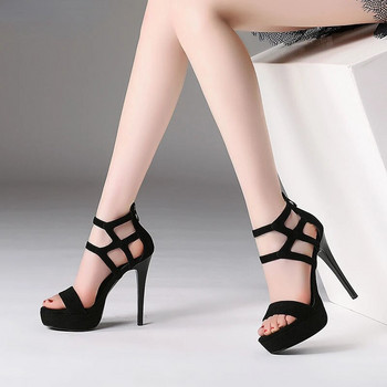 Σανδάλι Small Heel Shoe Kitten Stiletto High Heels for Women 2023 Platform Stripper Μαύρα σανδάλια Κομψά γυναικεία παπούτσια με τακούνι σέξι
