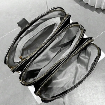 Πολυτελής σχεδίαση μονόχρωμη γυναικεία μικρή τσάντα μόδας PU δερμάτινη τσάντα χιαστί τσαντάκι 3 στρωμάτων