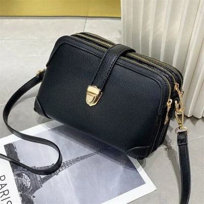 Prabangaus dizaino vienspalvė moteriška maža rankinė Madinga PU odos 3 sluoksnių apvalkalo kuprinė, skersiniai krepšiai