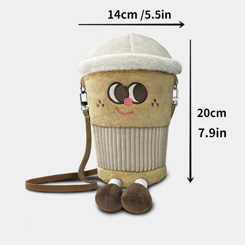 Cartoon Coffee Cup Crossbody Τσάντα βελούδινα Χαριτωμένα χαμογελαστά κορίτσια πορτοφόλια Τσάντα ώμου Γυναικείο τηλέφωνο Πορτοφόλι αποθήκευσης Γυναικεία τσάντες Clutch