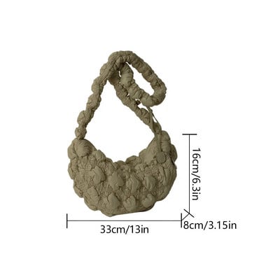 Plisuotas debesų burbulinis krepšys Prabangus, sutraukiamas prancūziškas krepšys per petį INS nailoninis paminkštintas rankinė moterims, dygsniuotas skersinis krepšys