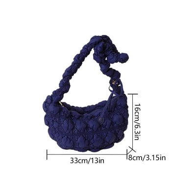 Plisuotas debesų burbulinis krepšys Prabangus, sutraukiamas prancūziškas krepšys per petį INS nailoninis paminkštintas rankinė moterims, dygsniuotas skersinis krepšys