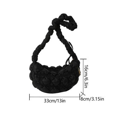 Plisuotas debesų burbulinis krepšys Prabangus, sutraukiamas prancūziškas krepšys per petį INS nailoninis paminkštintas rankinė moterims, dygsniuotas skersinis krepšys