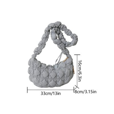 Plisuotas debesų burbulinis krepšys Prabangus, sutraukiamas prancūziškas krepšys per petį INS nailoninis paminkštintas rankinė moterims, dygsniuotas skersinis krepšys