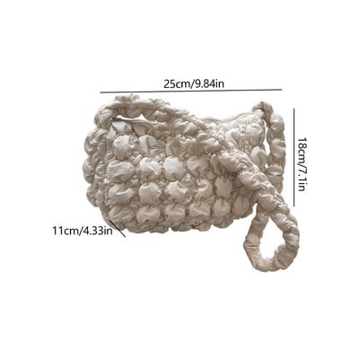 Plisuotas debesų burbulinis krepšys Prabangus, sutraukiamas prancūziškas krepšys per petį INS nailoninis paminkštintas rankinė moterims, dygsniuotas skersinis krepšys